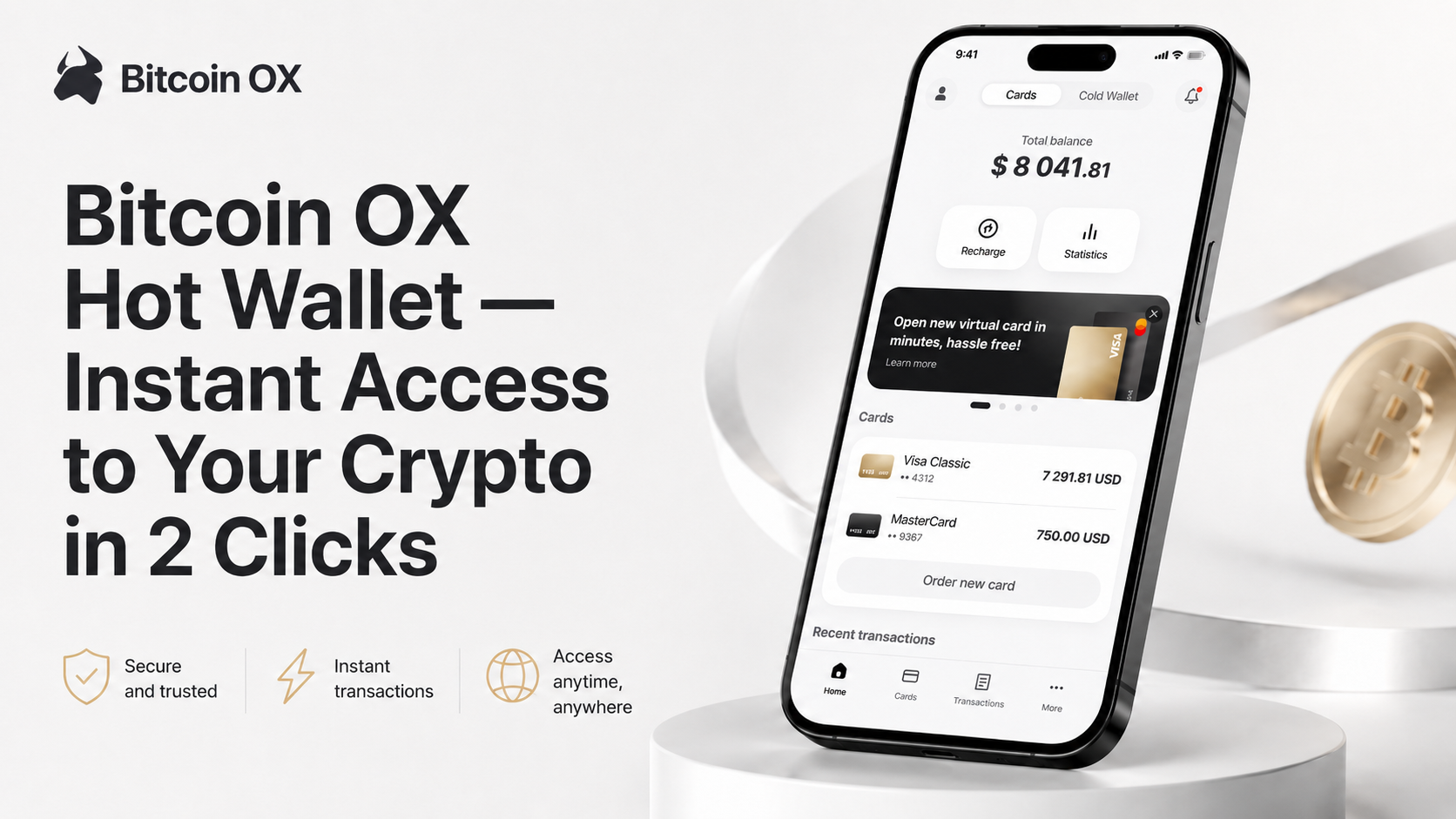 BitcoinOX Hot Wallet instant crypto access on iPhone